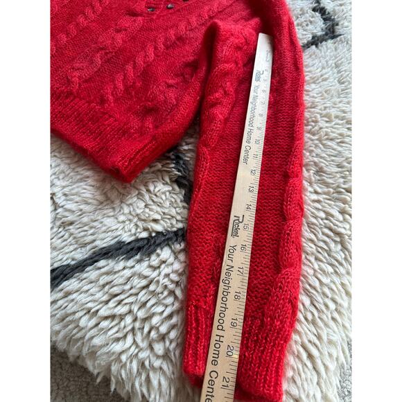 Vintage CABIN FEVER Mohair Cable Knit Sweater red Womens - Picture 7 of 16